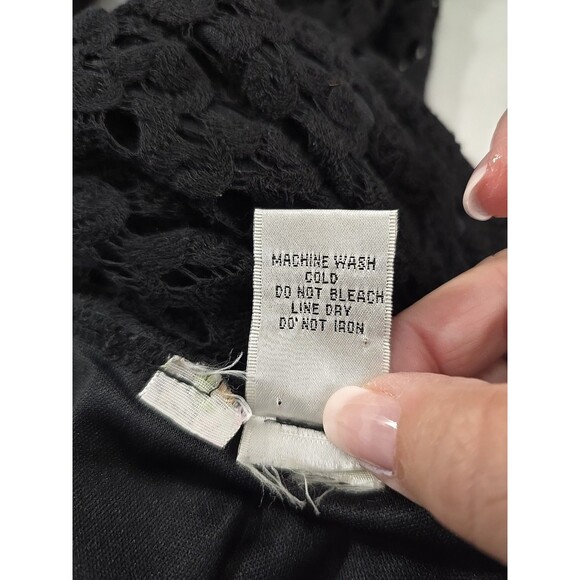 Mimi Chica Black Crochet Maxi Dress Womens M Witch Whimsygoth Sheer Fairy Grunge - Picture 6 of 7